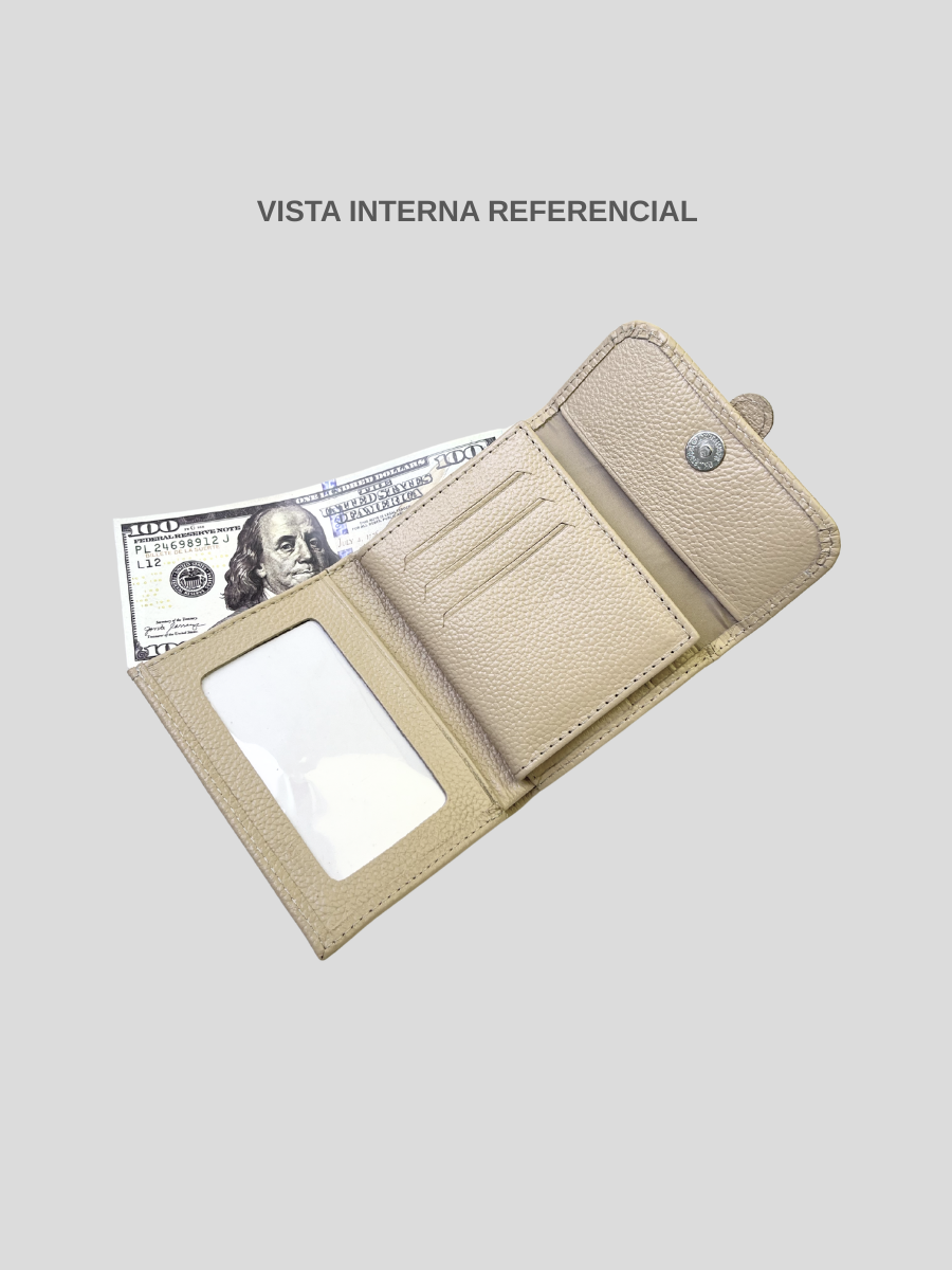 BILLETERA DE CUERO CHIARA - BEIGE