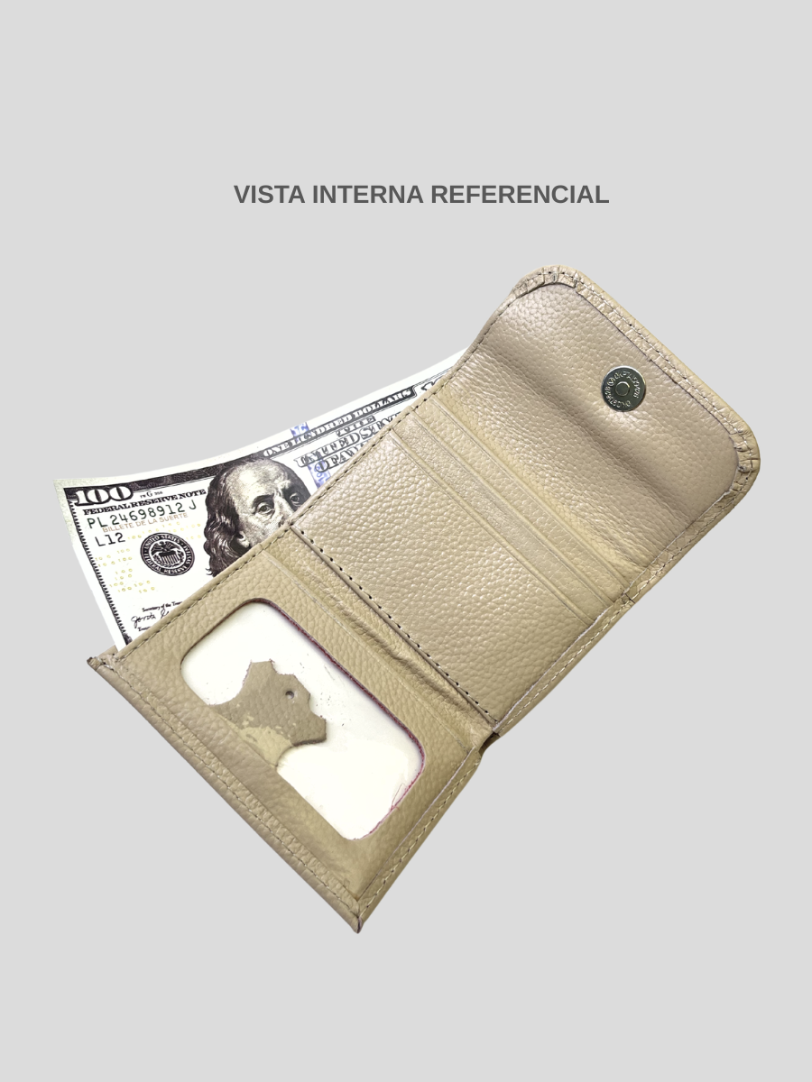 MINI BILLETERA DE CUERO DARLYN - PREMIUM BEIGE
