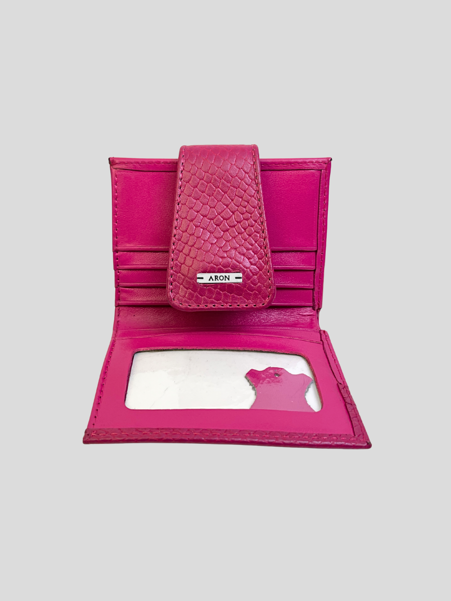 BILLETERA DE CUERO LUVA - CROCO MAGENTA