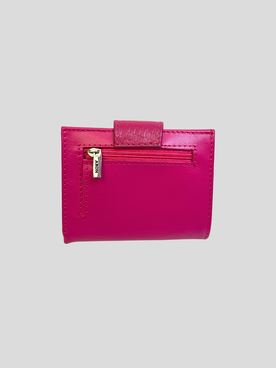 BILLETERA DE CUERO LUVA - CROCO MAGENTA