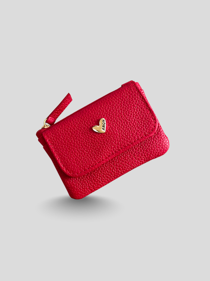 MONEDERO DE CUERO LOVE VELVET - RED