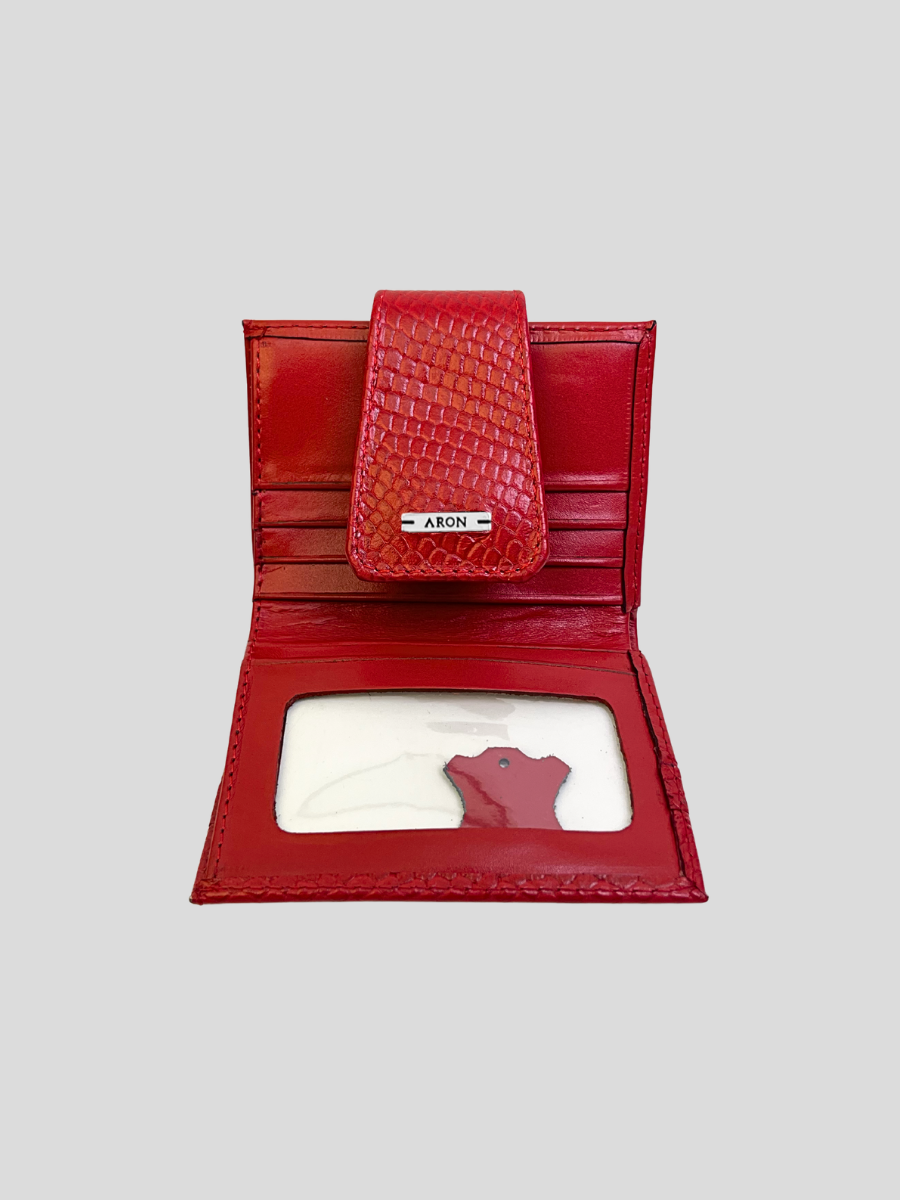 BILLETERA DE CUERO LUVA - CROCO RED