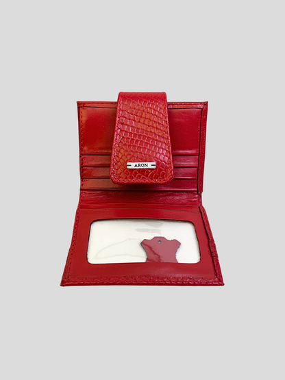 BILLETERA DE CUERO LUVA - CROCO RED