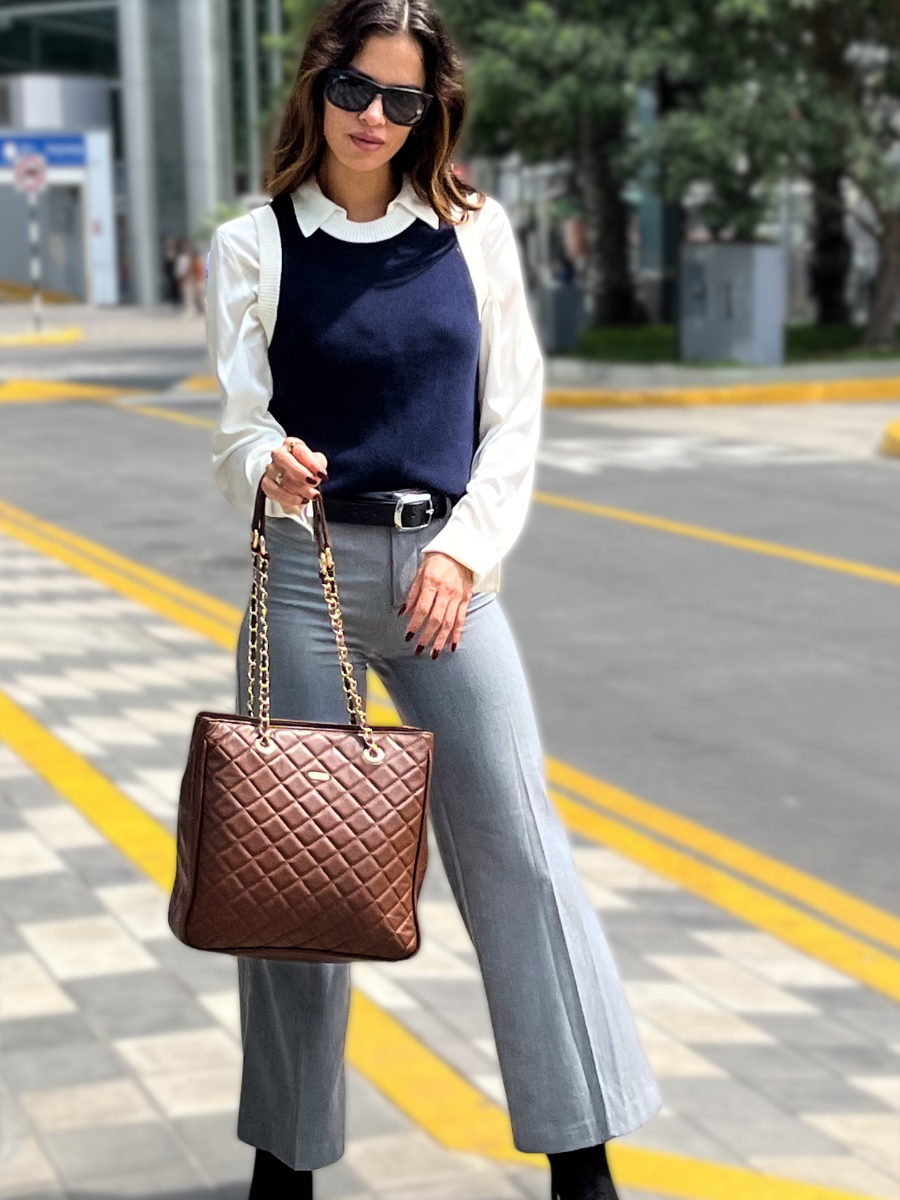 TOTE BAG ZAFIRO CH BROWN