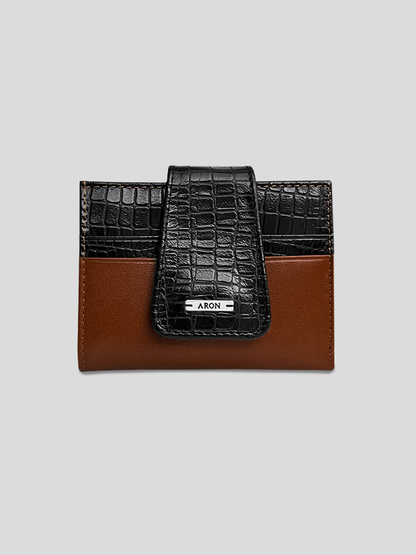 BILLETERA DE CUERO LUVA - CROCO BROWN