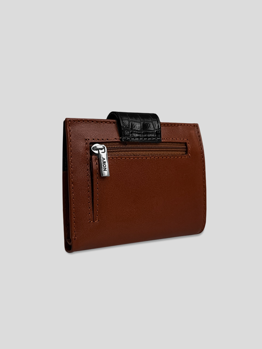 BILLETERA DE CUERO LUVA - CROCO BROWN