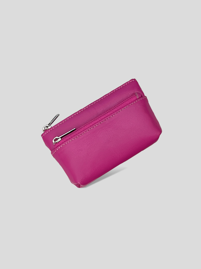 MONEDERO DE CUERO AMALIA - MAGENTA