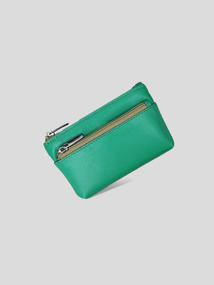 MONEDERO DE CUERO AMALIA - GREEN WATER